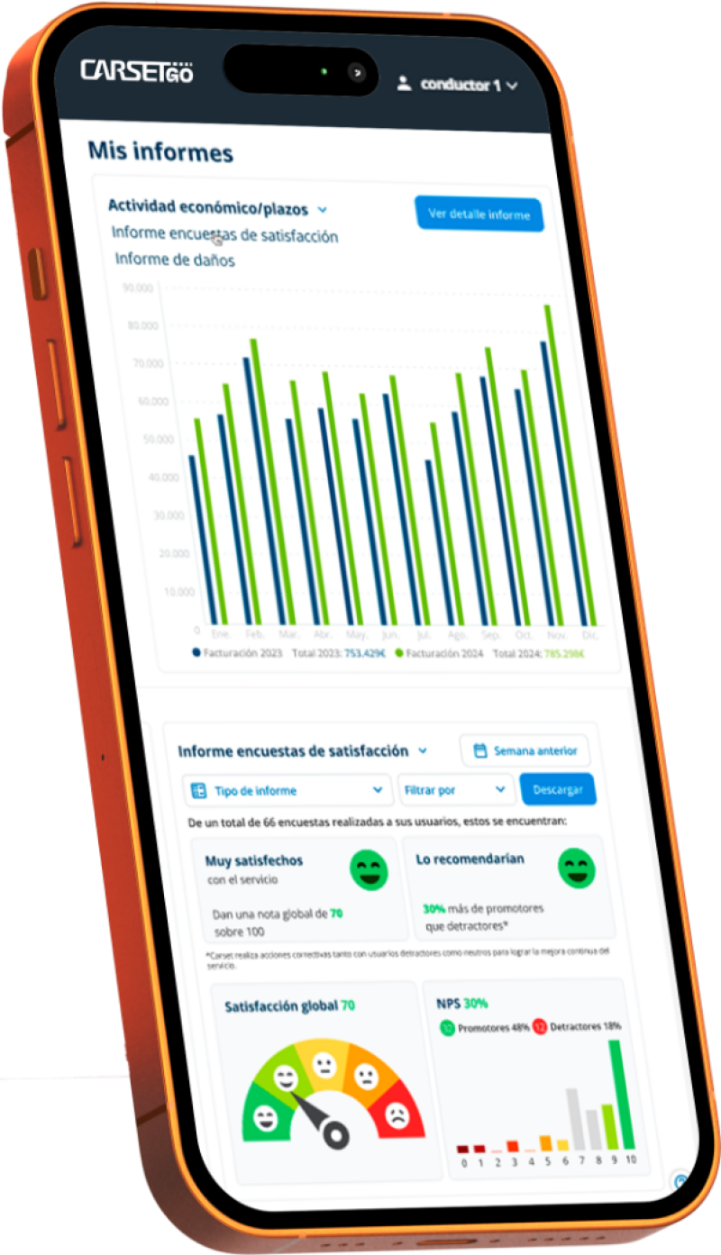 App CarsetGo en móvil — seguimiento en tiempo real del estado del traslado de vehículos